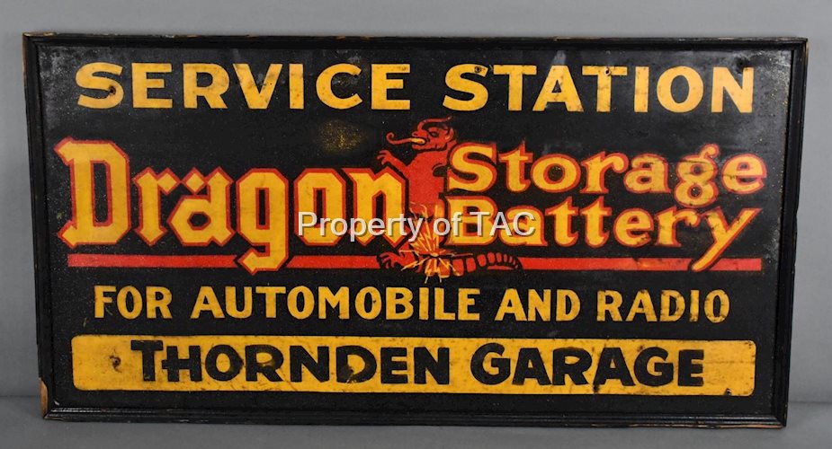 Dragon Storage Battery  for Automobile and Radio w/Logo Metal Sign