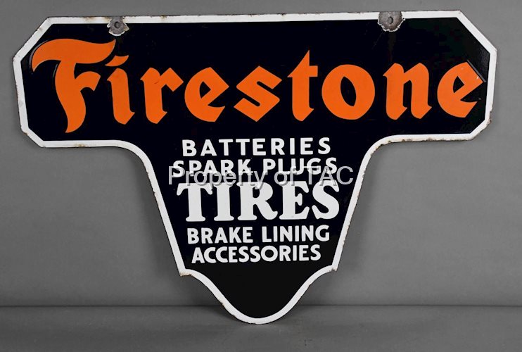 Firestone Batteries Spark Plugs Tires Porcelain Sign