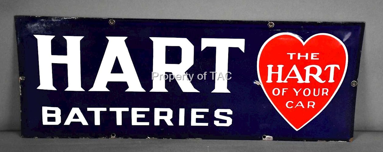 Hart Batteries "The Hart of Your Car" Porcelain Sign