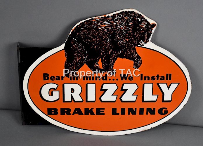 Grizzly Brake Lining w/Logo Metal Flange Sign