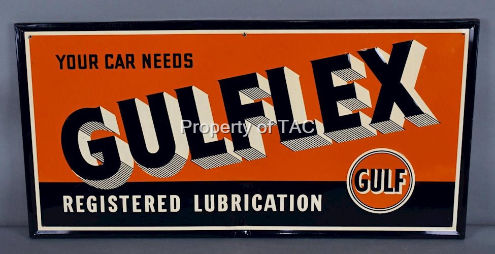 Your Car Needs Gulflex Registered Lubrication w/Logo Metal Sign