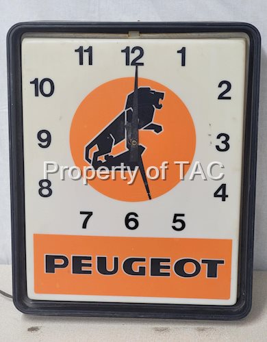 Peugeot (automobile) w/Logo Plastic Lighted Clock