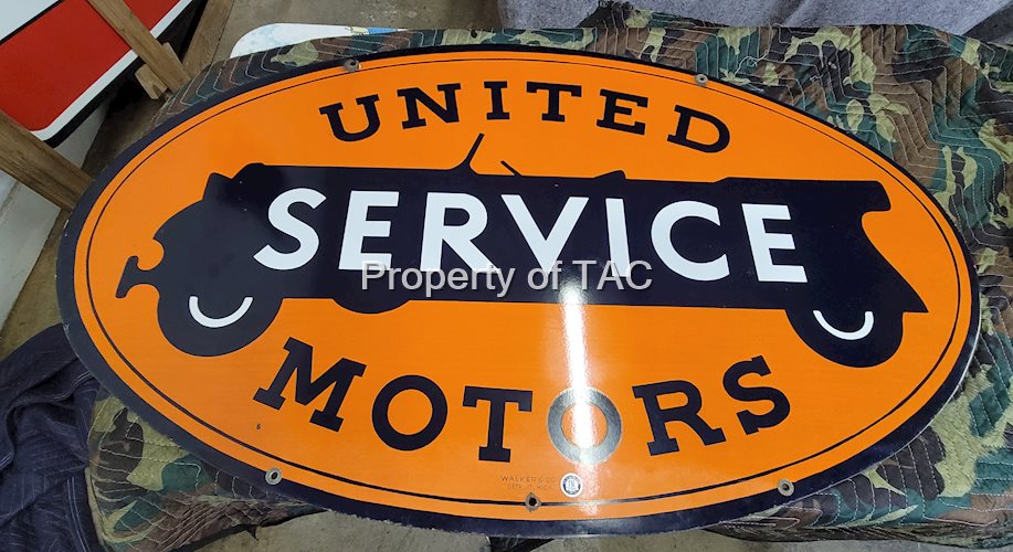 United Motors Service "White Wheels" Porcelain Sign