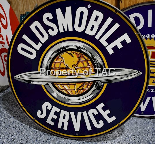 Oldsmobile Service w/Saturn Logo Porcelain Sign