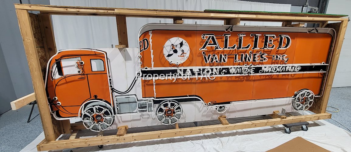 Allied Van Lines Nation Wide Moving Porcelain Neon Sign w/ Truck & Logo