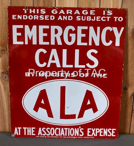 ALA Emergency Calls Porcelain Sign