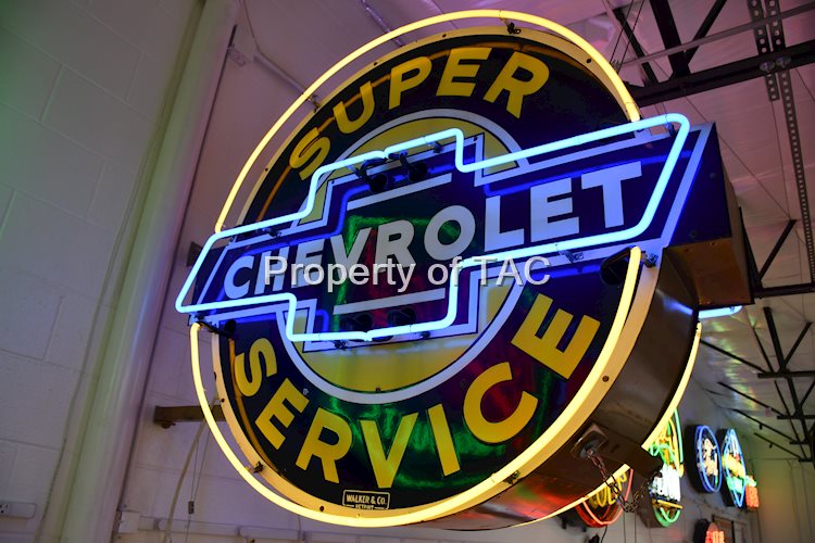 Super Chevrolet Service Porcelain Neon Sign