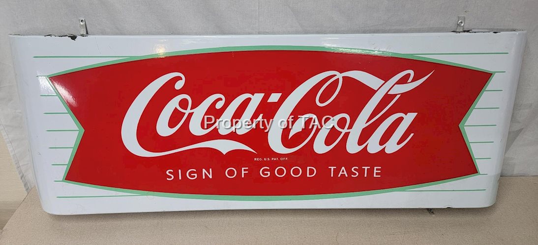 Coca-Cola Fish Tail Logo Porcelain Sleigh Sign