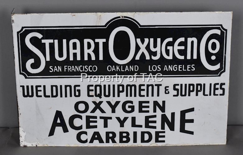Stuart Oxygen Co. Welding Equipment Porcelain Flange Sign
