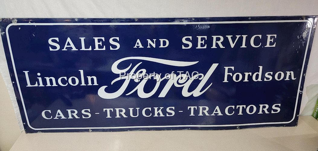 Ford Lincoln Fordson Sales & Service Cars-Trucks-Tractors Porcelain Sign