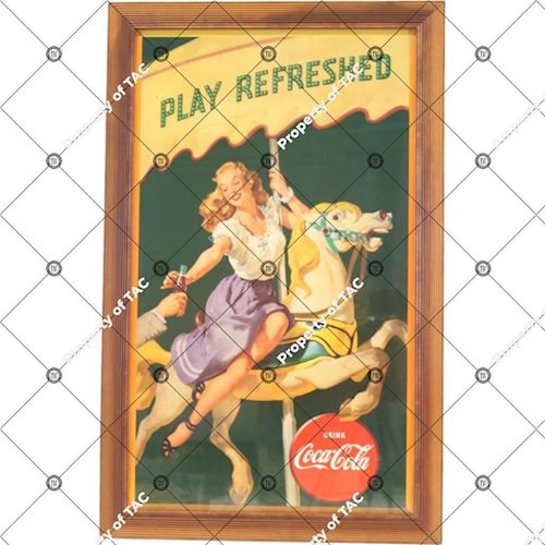 Drink Coca-Cola w/lady riding a Carousel horse poster