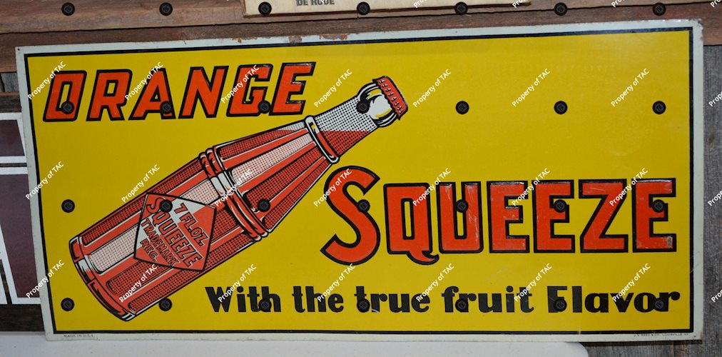 Orange Squeeze w/bottle Metal Sign
