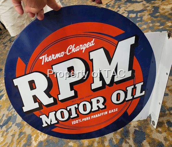 RPM Motor Oil Porcelain Flange Sign