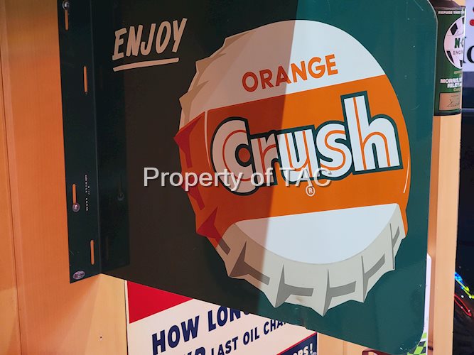 Enjoy Orange Crush w/Bottle Cap Metal Flange Sign