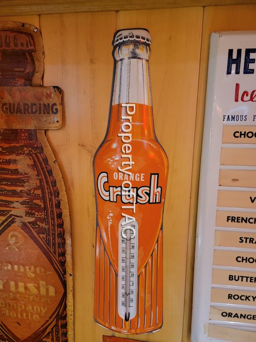 Orange Crush Bottle Shaped Metal Thermometer