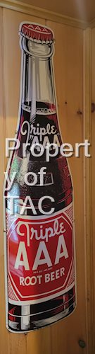 Triple AAA Root Beer Metal Bottle Shaped Sign