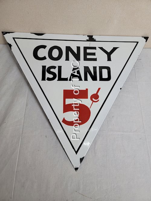 Coney Island 5¢ (hot dog) Porcelain Sign