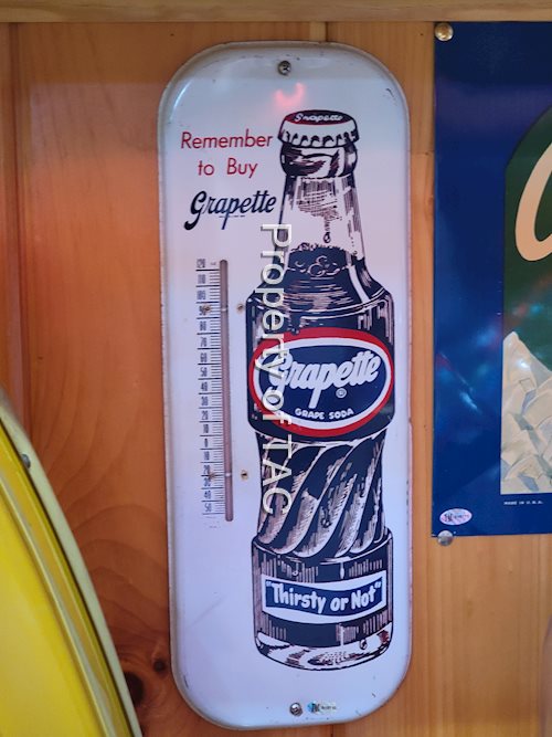 Grapette w/Bottle Metal Thermometer