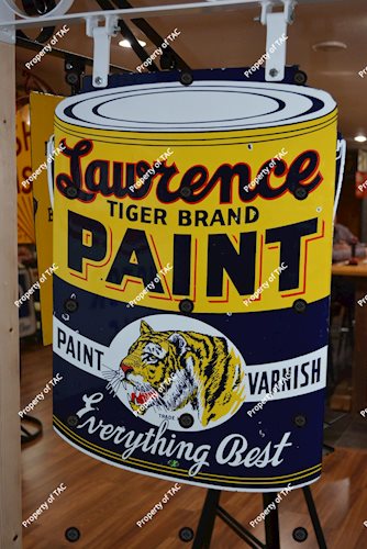 Lawrence Tiger Brand Paint w/logo Porcelain Sign