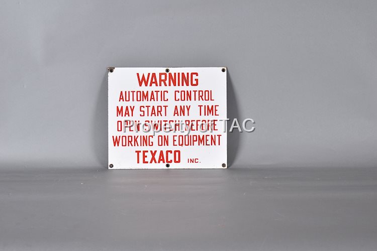 Warning Automatic Control Porcelain Sign