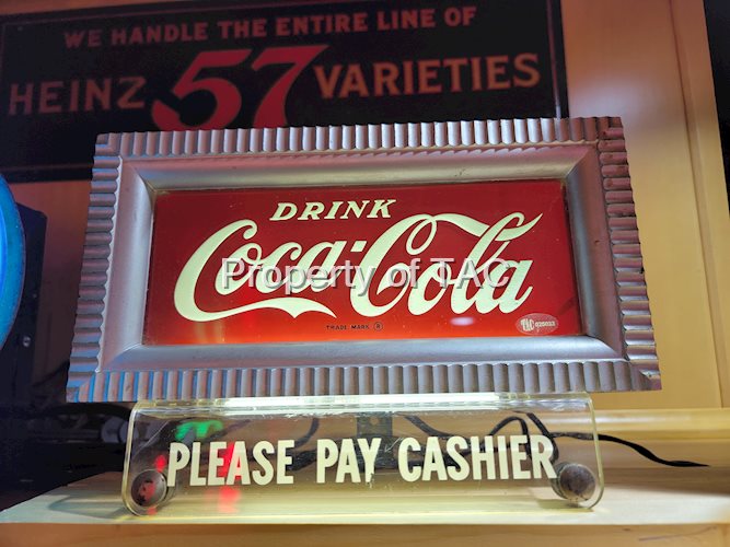 Drink Coca-Cola Please Pay Cashier Lighted Sign