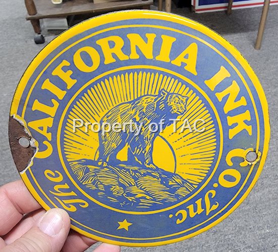 The California Ink Co. Inc w/Bear Graphics Porcelain Car Door Sign