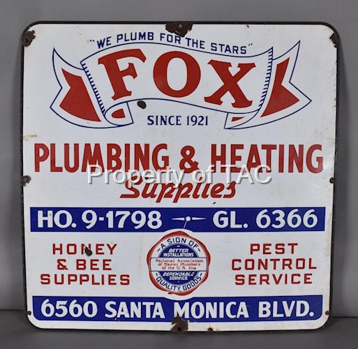 Fox Plumbing & Heating Supplies-Honey & Bee Supplies Porcelain Sign