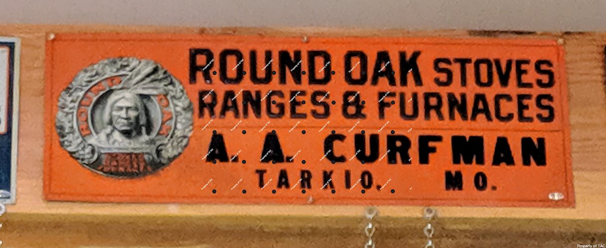 Round Oak Stoves Rangers & Furnaces Embossed Tin Sign with Indian Graphic