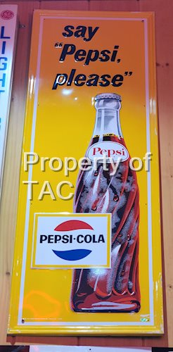 Pepsi-Cola w/Bottle Metal Sign