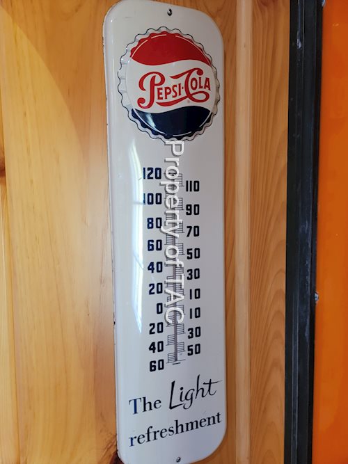 Pepsi-Cola "The Light Refreshment" Metal Thermometer