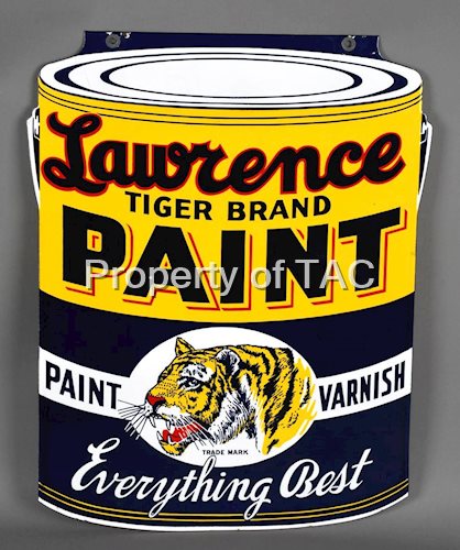 Lawrence Tiger Brand Paint w/Logo Porcelain Sign