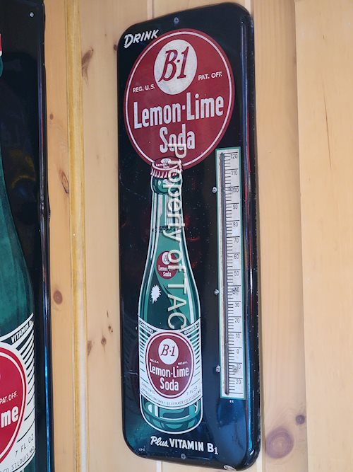 B-1 Lemon-Lime Soda w/Bottle Metal Thermometer