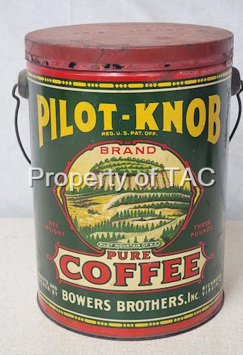 Pilot-Knob Pure Coffee Three Pound Metal Can w/Bail Handle