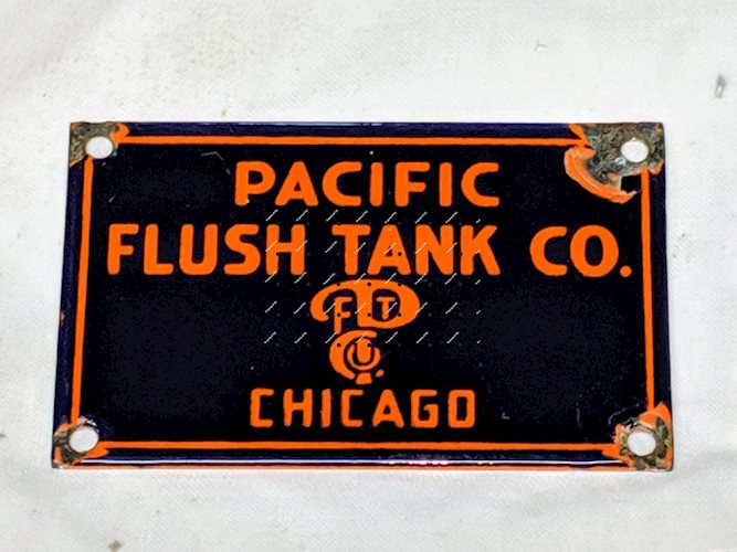 Pacific Flush Tank Co. Chicago Single Sided Porcelain Sign (small)