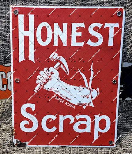 Honest Scrap SSP Single Sided Porcelain Sign
