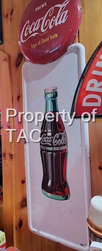 Coca-Cola Metal Pilaster Sign w/Button