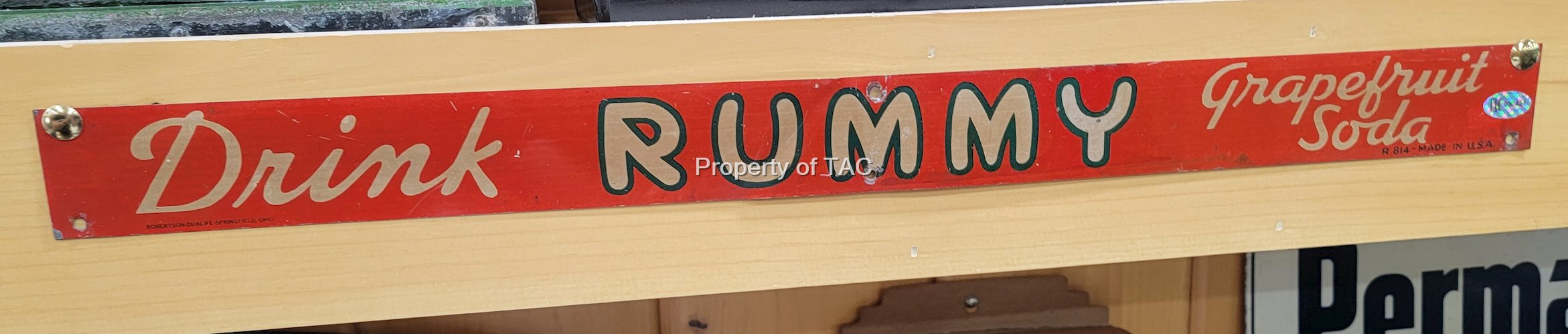 Drink Rummy Grapefruit Soda Metal Tacker Sign