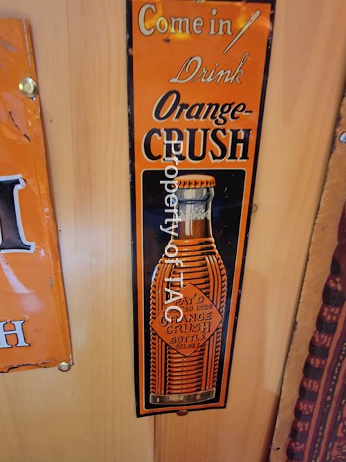 Come in! Drink Orange Crush w/Bottle Metal Tacker Sign