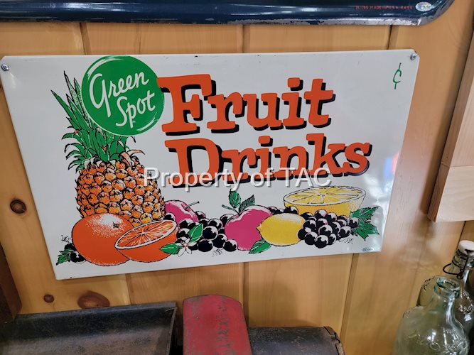 Green Spot Fruit Drinks w/Image Metal Sign
