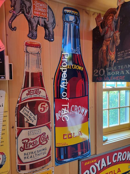 Royal Crown Cola Bottle Shaped Metal Sign