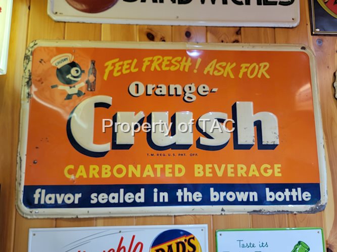 Orange Crush w/Crushy "Feel Fresh Ask For" Metal Sign