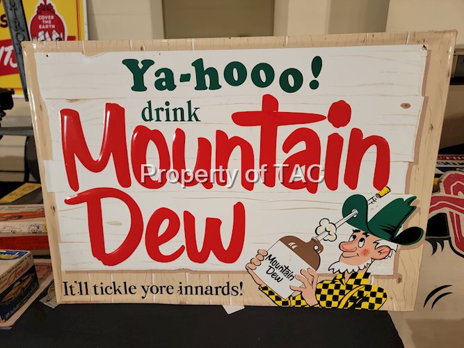 Ya-Hoo! Drink Mountain Dew w/Logo Metal Sign