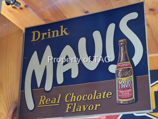 Mavis Real Chocolate Flavor w/Bottle Metal Flange Sign