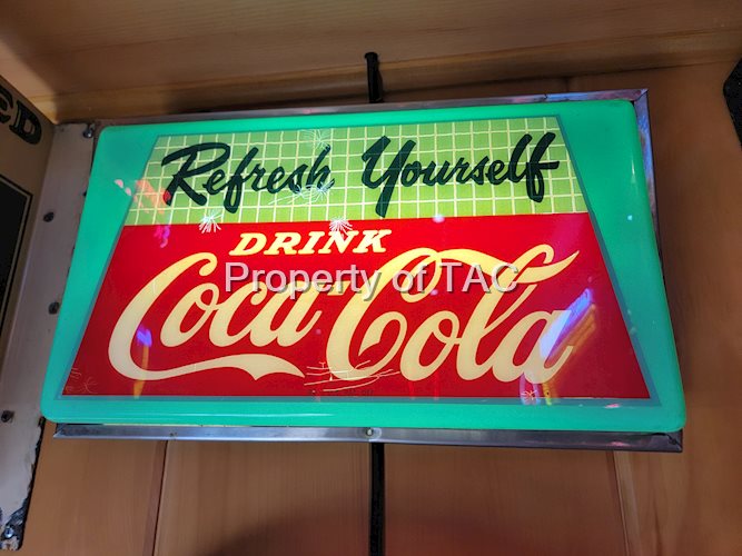 Refresh Yourself Coca-Cola Plastic Lighted Sign