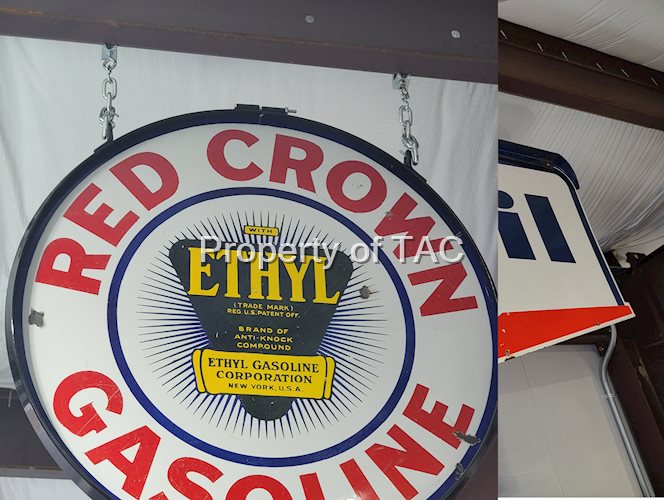 Red Crown Gasoline w/ethyl logo Porcelain Sign