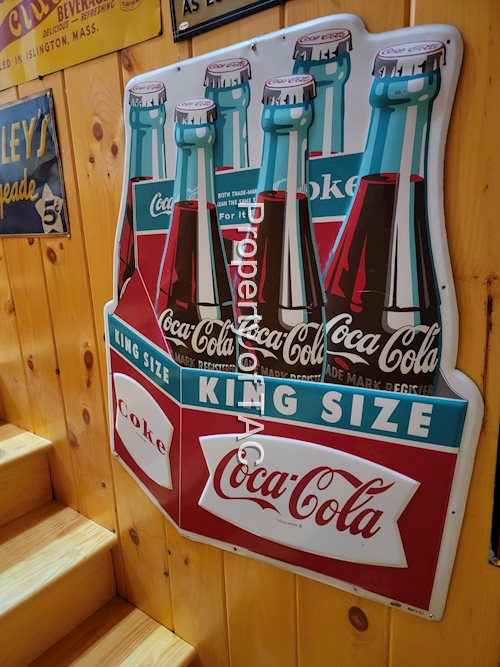 King Size Coca-Cola Six Pack Metal Sign