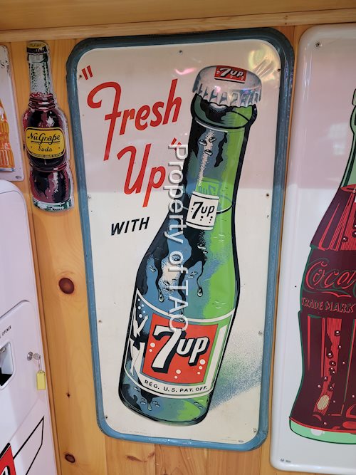 "Fresh Up" with 7up w/Lady on the Bottle Metal Sign