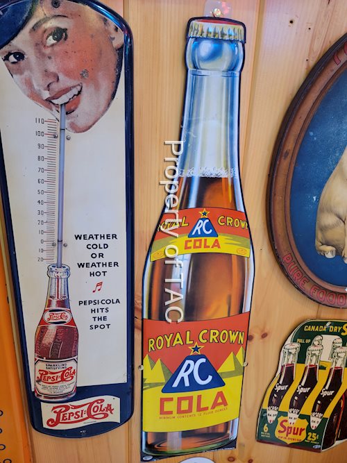 Royal Crown Cola Bottle Shaped Metal Sign