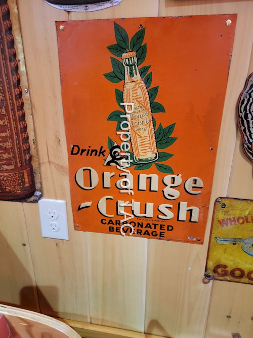 Drink Orange-Crush w/Bottle Metal Sign