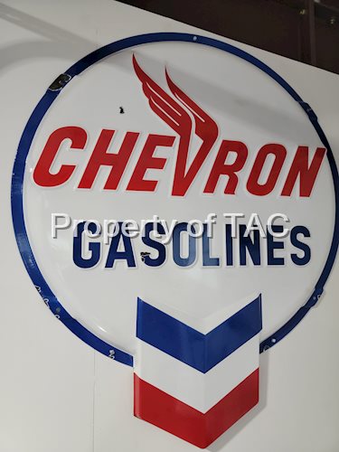 Chevron Gasoline w/wing logo Porcelain Id Sign